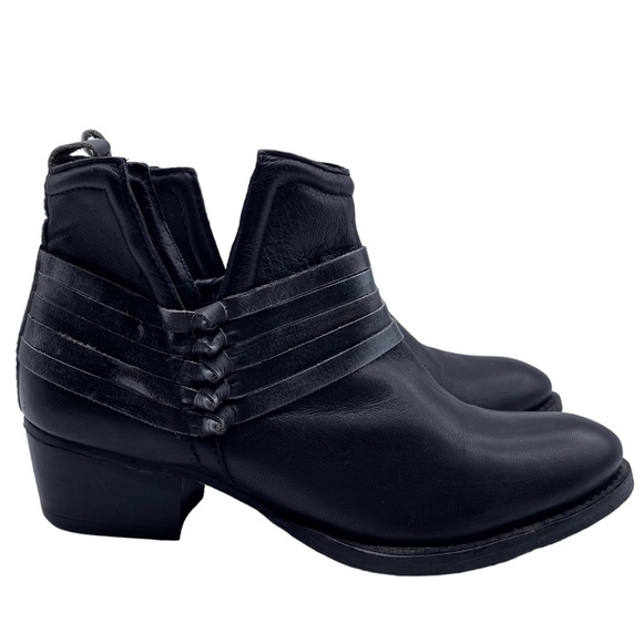 Diba Bootie Skylar Black Leather Distressed Ankle Block Heel Casual Size 6 - Picture 2 of 11